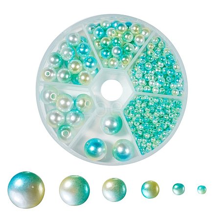 Rainbow ABS Plastic Imitation Pearl Beads OACR-YW0001-03C-1