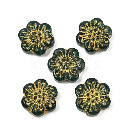 Baking Paint and Golden Metal Enlaced Glass Beads DGLA-T004-09E-1