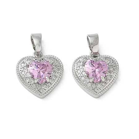 Valentine's Day Brass Micro Pave Pearl Pink Cubic Zirconia Charms KK-A299-14P-1