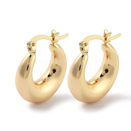 Brass Plain Hoop Earrings EJEW-H301-04G-03-1