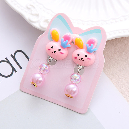 Alloy Plastic Clip-on Earrings for Kid WG21FF0-05-1