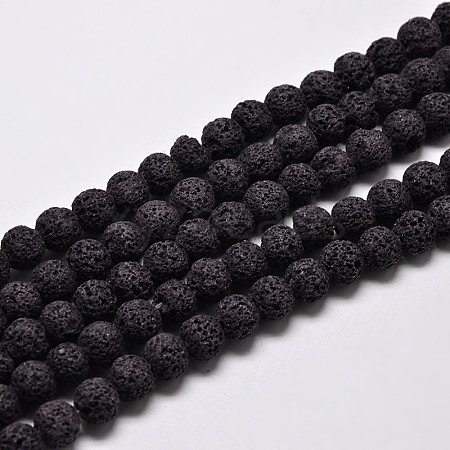 Natural Lava Rock Round Bead Strands G-I124-6mm-10-1