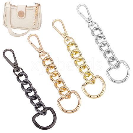 WADORN 4Pcs 4 Colors Alloy Curb Chain Purse Strap Extenders FIND-WR0008-85-1