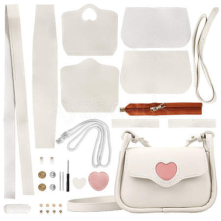DIY Imitation Leather Heart Pattern Women's Crossbody Bag Kits DIY-WH0449-12-1
