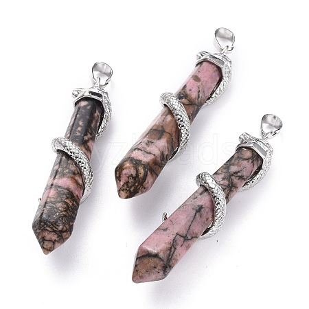 Natural Rhodonite Big Pointed Pendants G-F696-B04-1