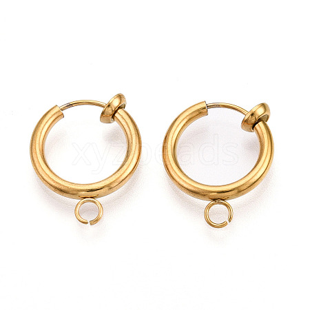 PVD Vacuum Plating 316 Surgical Stainless Steel Clip-on Hoop Earrings STAS-S101-13mm-01G-1