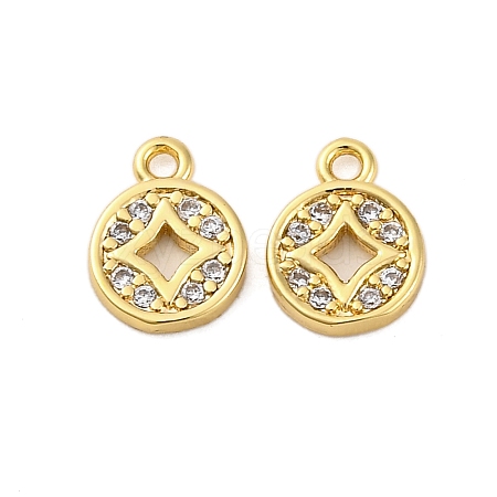 Brass Micro Pave Cubic Zirconia Pendants KK-P289-01G-1