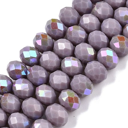 Electroplate Opaque Solid Color Glass Beads Strands EGLA-A044-P8mm-L13-1