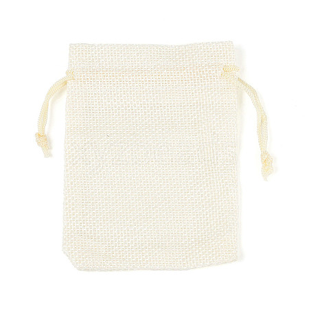 Polyester Imitation Burlap Packing Pouches Drawstring Bags ABAG-R005-9x12-13-1