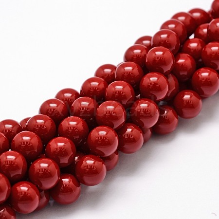 Shell Pearl Beads Strands X-BSHE-L026-01-8mm-1
