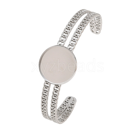 304 Stainless Steel Blank Cuff Bangle Bases with Flat Round Tray SA-CBA82C8-05C-P-1