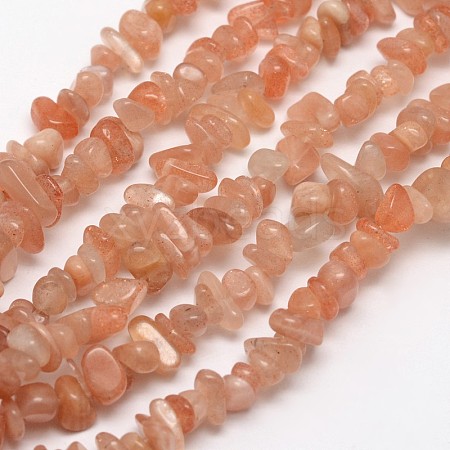 Chips Natural Sunstone Beads Strands X-G-N0164-54-1