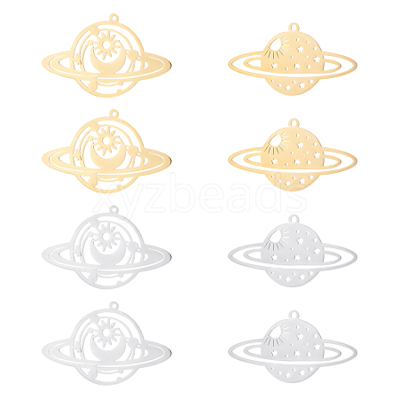 8Pcs 4 Style 201 Stainless Steel Pendants STAS-DC0001-54-1