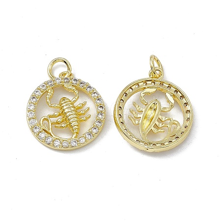 Real 18K Gold Plated Brass Micro Pave Clear Cubic Zirconia Pendants KK-E068-VB409-8-1