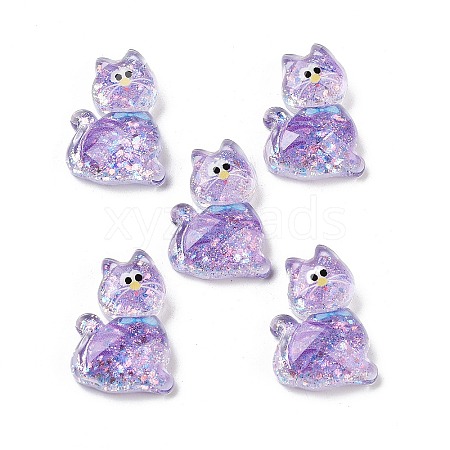 Transparent Resin Bowknot Kitten Decoden Cabochons RESI-M045-07F-1