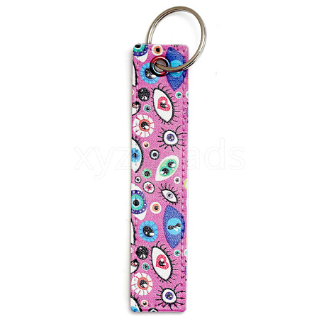 PU Leather Rectangle with Evil Eye Keychain PW-WG8C289-10-1