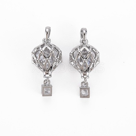 Brass Micro Pave Clear Cubic Zirconia Pendants KK-S364-100-1