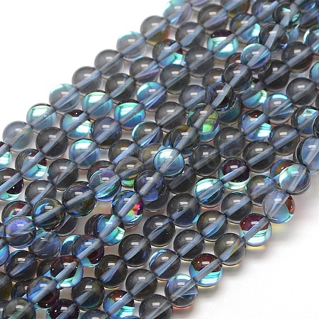 Synthetic Moonstone Beads Strands G-F143-6mm-09-1