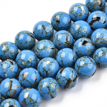 Assembled Synthetic Turquoise and Shell Beads Strands G-S212-10mm-06-1