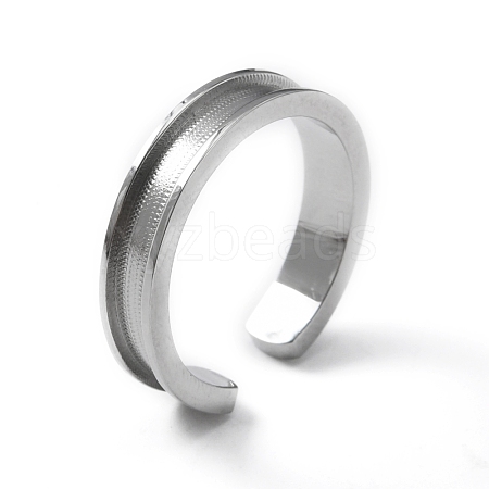 304 Stainless Steel Grooved Cuff Ring Settings RJEW-WH0009-01D-1