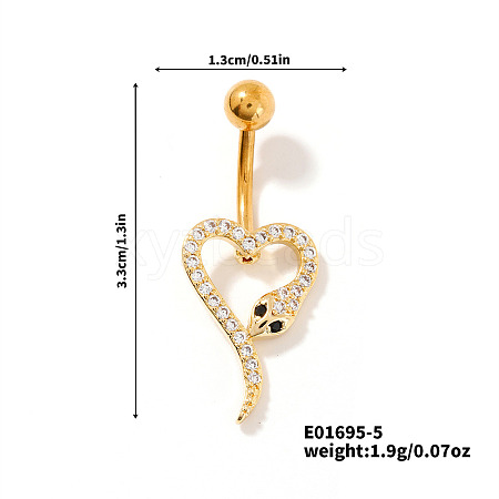 Shiny Brass Crystal Rhinestone Belly Button Rings CZ7821-5-1