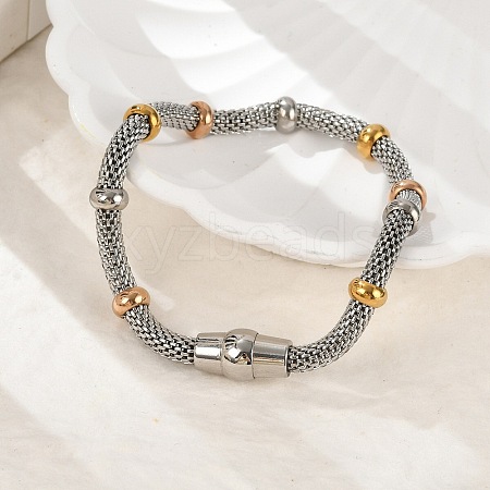 304 Stainless Steel Mesh Chain Bracelets for Women BJEW-Z087-15P-1