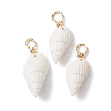 Natural Trumpet Shell Pendants PALLOY-JF02682-01-1