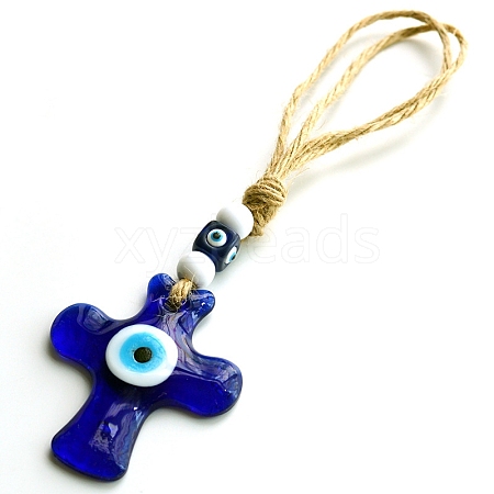 Evil Eye Cross Lampwork Pendant Decorations PW-WG066E4-01-1