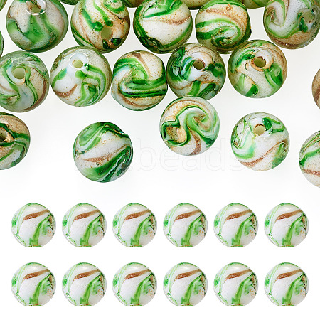30Pcs Handmade Gold Sand Lampwork Beads LAMP-TA0002-37D-1