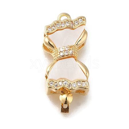 Brass Micro Pave Clear Cubic Zirconia Box Clasps with Acrylic KK-H480-05G-1