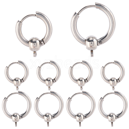 24Pcs 2 Styles 304 Stainless Steel Hoop Earring Findings FIND-SC0017-16A-1