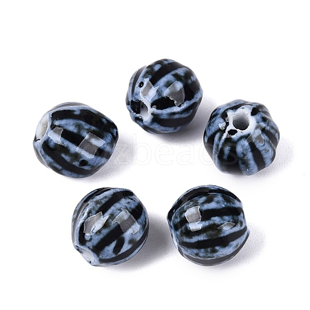 Vintage Porcelain Corrugated Beads PORC-N013-11C-1