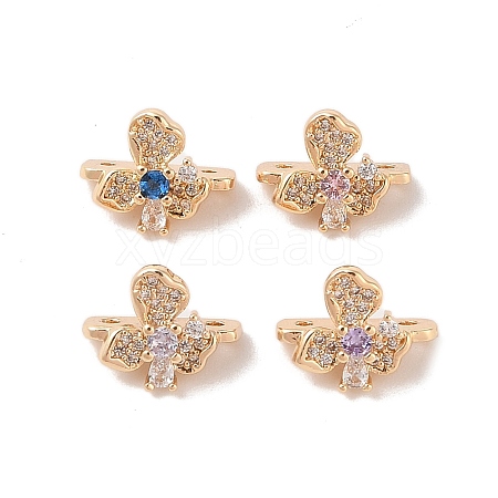 Brass Micro Pave Cubic Zirconia Slide Charms KK-B100-059G-1