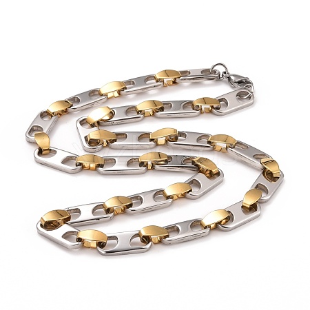 PVD Vacuum Plating 304 Stainless Steel Oval Link Chains Necklace STAS-E160-22GP-1