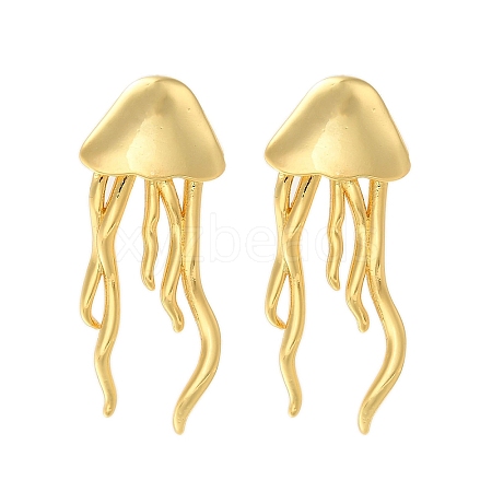 Rack Plating Jellyfish Brass Stud Earrings EJEW-I310-19G-1