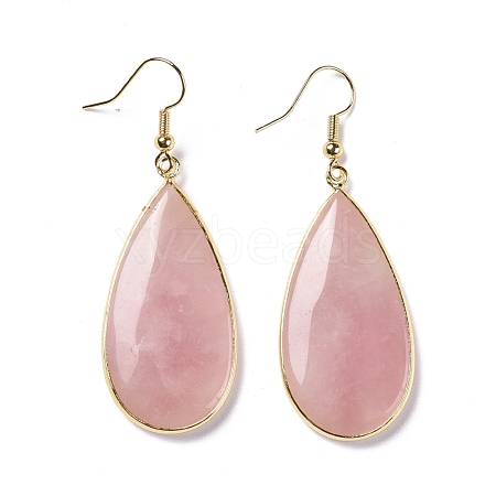 Natural Rose Quartz Dangle Earrings EJEW-L179-01F-1