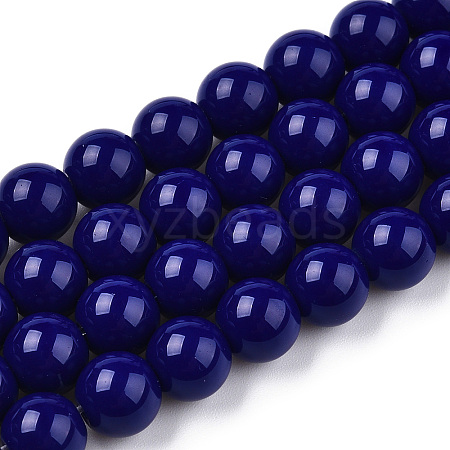 Opaque Solid Color Glass Beads Strands GLAA-T032-P8mm-03-1