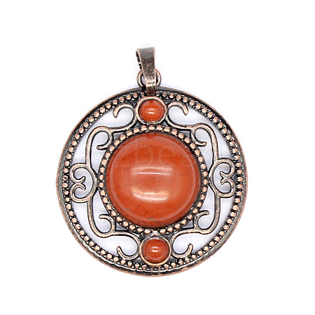 Retro Hollow Natural Red Jasper Pendants PW-WG205B0-11-1