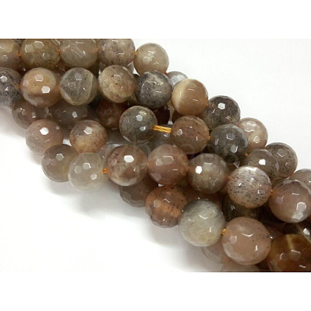 Natural Black Sunstone Round Bead Strands G-O039-20-8mm-1