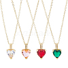 4Pcs 4 Colors Brass Micro Pave Cubic Zirconia Heart Pendant Necklaces Set NJEW-FI0001-58-8