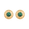 Synthetic Malachite Flat Round Stud Earrings KQ6681-1-1