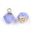 Electroplate Natural White Jade Star Cut Round Charms LS-G-S344-08C-2