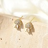 Brass Micro Pave Clear Cubic Zirconia Stud Earrings EJEW-R016-26G-13-1