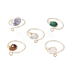 Teardrop Synthetic & Natural Mixed Gemstone Open Cuff Rings RJEW-JR00688-1