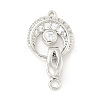 Flat Round Brass Clear Cubic Zirconia Fold Over Clasps KK-G425-01-2