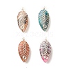 Natural Dragon Veins Agate Pendants PALLOY-JF01523-01-1