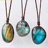 Nuggets Natural Labradorite Pendant Adjustable Cord Necklaces FS-WG568C8-01-3