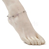 5Pcs 5 Styles Natural & Synthetic Gemstone Chip Tassel Alloy Link Anklets AJEW-AN00696-2