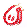 Acrylic Curb Chain Chain Necklaces & Dangle Earrings & Bracelets Sets FS-WGA399B-04-1