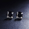 SHEGRACE Rhodium Plated 925 Sterling Silver Four Pronged Ear Studs JE420F-01-2